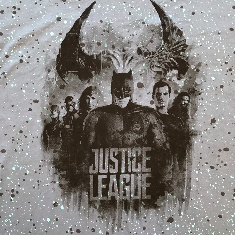 Justice League Paint Splatter Superhero Graphic T Shirt Size M Blue Streetwear